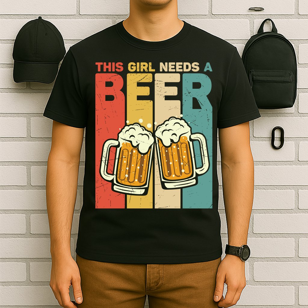 Vintage This Girl Needs A Beer Beer Lover Drinking Team Beer Gift T-Shirt