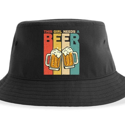 Vintage This Girl Needs A Beer Beer Lover Drinking Team Beer Gift Sustainable Bucket Hat