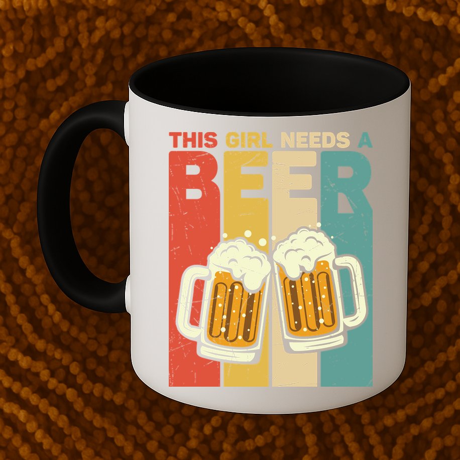 Vintage This Girl Needs A Beer Beer Lover Drinking Team Beer Gift Mug