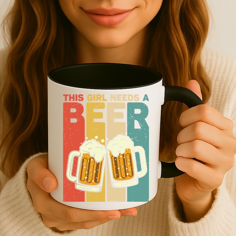 Vintage This Girl Needs A Beer Beer Lover Drinking Team Beer Gift Mug
