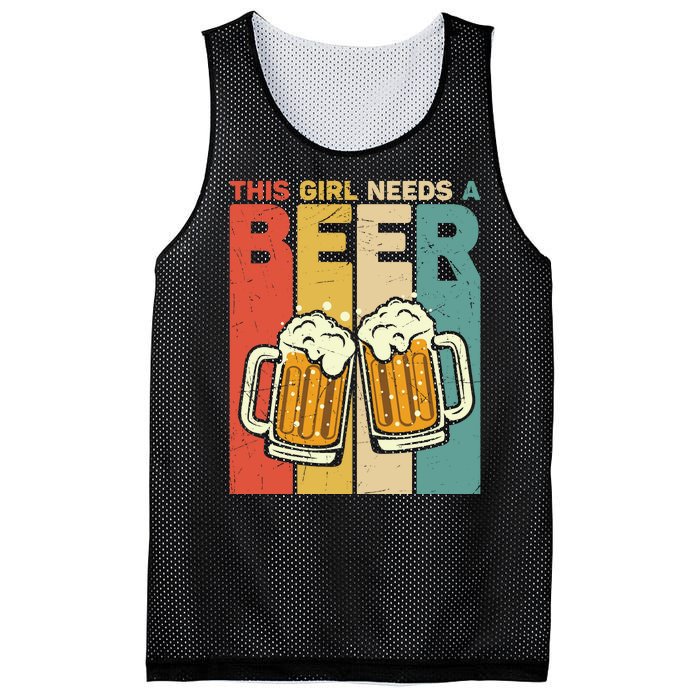 Vintage This Girl Needs A Beer Beer Lover Drinking Team Beer Gift Mesh Reversible Basketball Jersey Tank