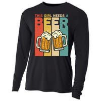 Vintage This Girl Needs A Beer Beer Lover Drinking Team Beer Gift Cooling Performance Long Sleeve Crew