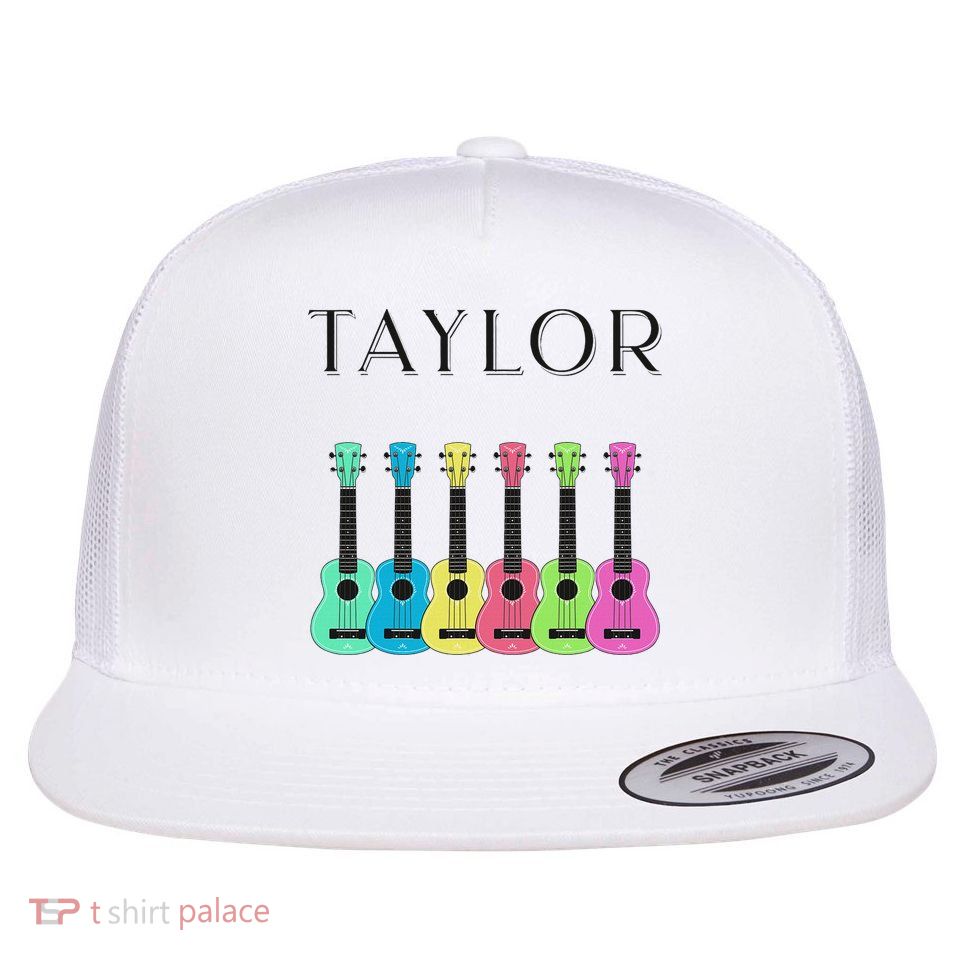 Vintage Taylor Guitar Classic Music Design Flatbill Hat