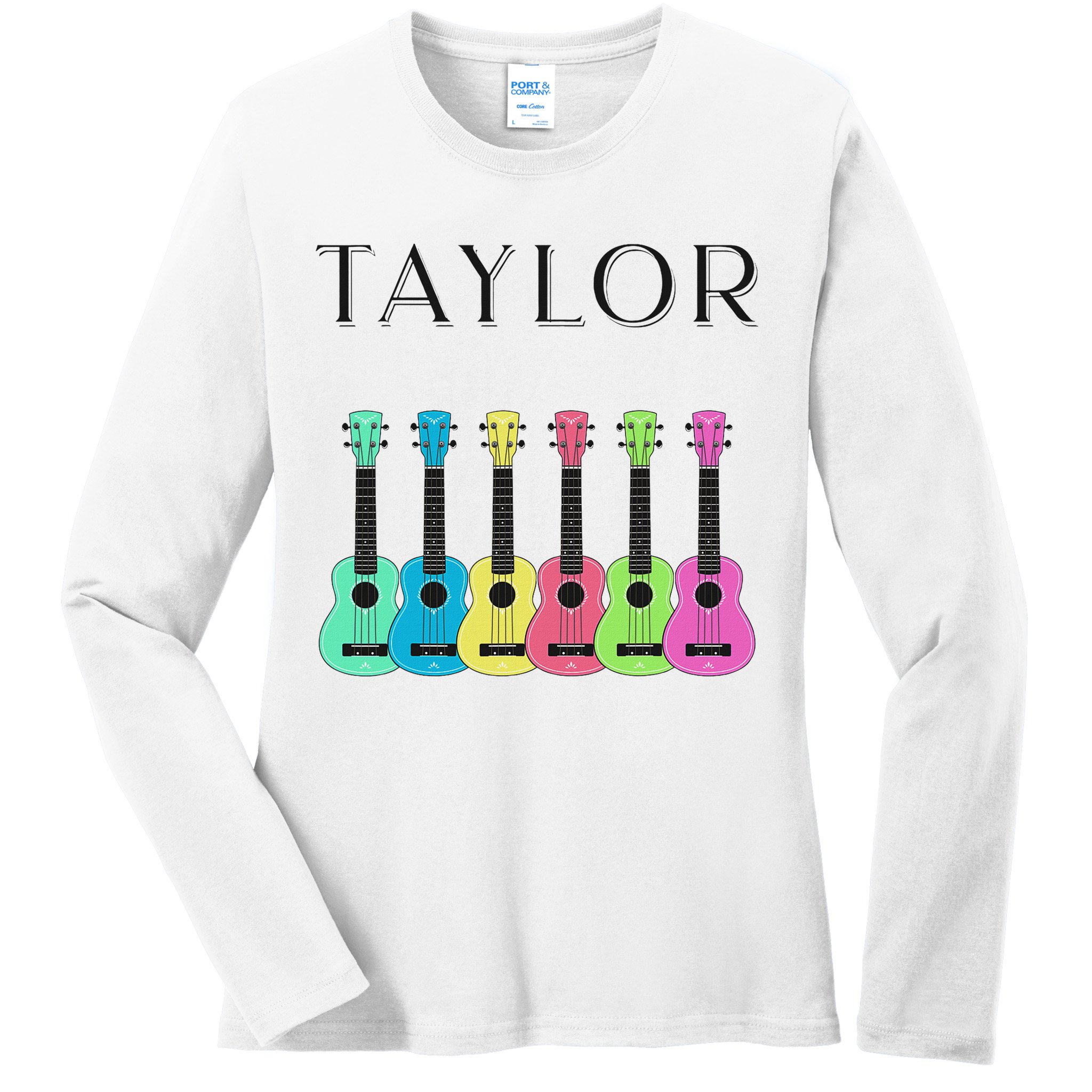 Vintage Taylor Guitar Classic Music Design Ladies Long Sleeve Shirt