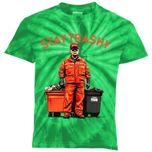 Vote Trump Garbage Man Stay Trashy 2024 Election Kids Tie-Dye T-Shirt