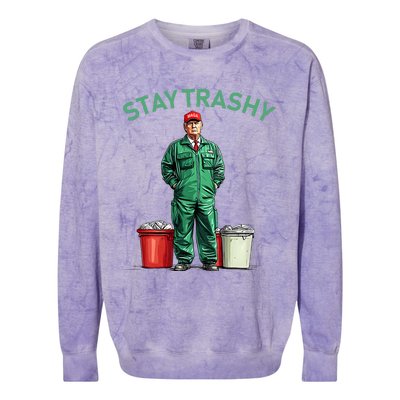 Vote Trump Garbage Man Stay Trashy 2024 Election President Colorblast Crewneck Sweatshirt