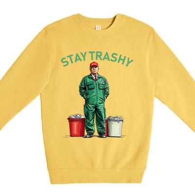 Vote Trump Garbage Man Stay Trashy 2024 Election President Premium Crewneck Sweatshirt