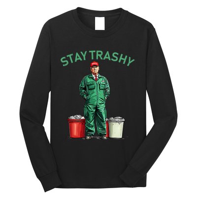 Vote Trump Garbage Man Stay Trashy 2024 Election President Long Sleeve Shirt