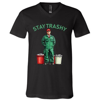 Vote Trump Garbage Man Stay Trashy 2024 Election President V-Neck T-Shirt