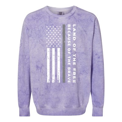 Vintage Thin Grey Line Land Of The Free Because Of The Brave Gift Colorblast Crewneck Sweatshirt