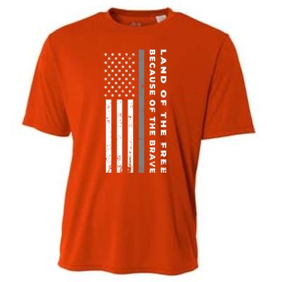 Vintage Thin Grey Line Land Of The Free Because Of The Brave Gift Cooling Performance Crew T-Shirt