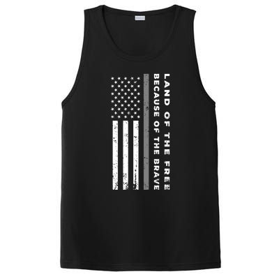 Vintage Thin Grey Line Land Of The Free Because Of The Brave Gift PosiCharge Competitor Tank