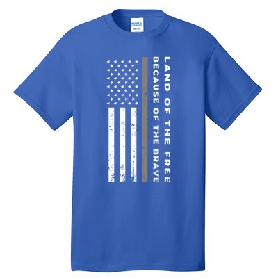 Vintage Thin Grey Line Land Of The Free Because Of The Brave Gift Tall T-Shirt