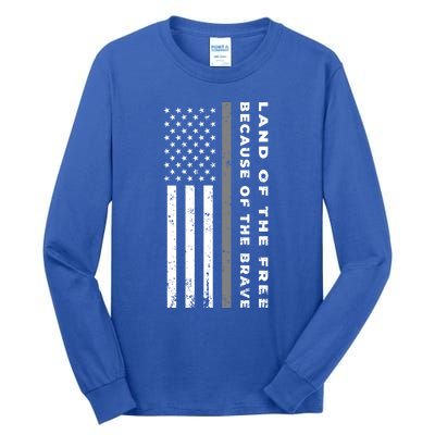 Vintage Thin Grey Line Land Of The Free Because Of The Brave Gift Tall Long Sleeve T-Shirt