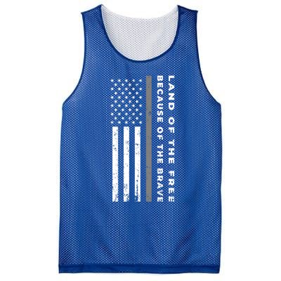 Vintage Thin Grey Line Land Of The Free Because Of The Brave Gift Mesh Reversible Basketball Jersey Tank