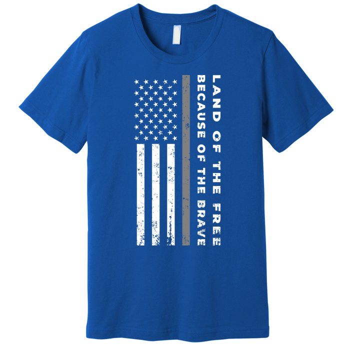 Vintage Thin Grey Line Land Of The Free Because Of The Brave Gift Premium T-Shirt