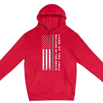 Vintage Thin Grey Line Land Of The Free Because Of The Brave Gift Premium Pullover Hoodie