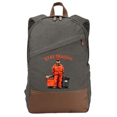 Vote Trump Garbage Man Stay Trashy 2024 Election President Cotton Canvas Backpack