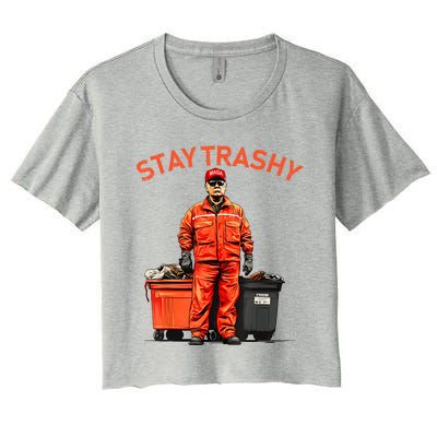 Vote Trump Garbage Man Stay Trashy 2024 Election President Women's Crop Top Tee