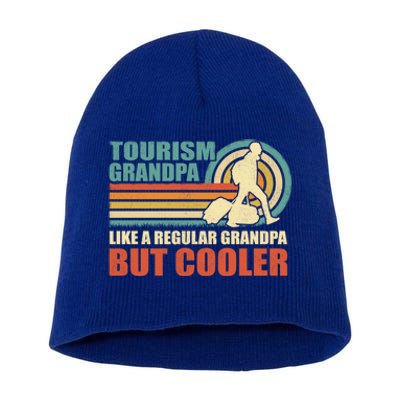 Vintage Tourism Grandpa Like A Regular Grandpa Fathers Day Gift Short Acrylic Beanie