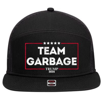 Vintage Team Garbage For Trump 2024 7 Panel Mesh Trucker Snapback Hat