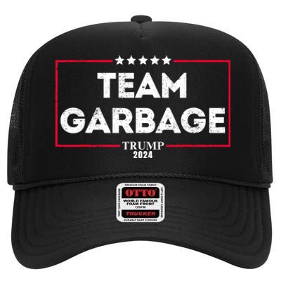 Vintage Team Garbage For Trump 2024 High Crown Mesh Back Trucker Hat