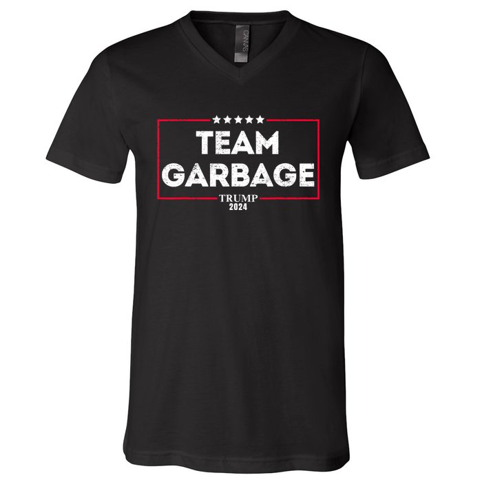 Vintage Team Garbage For Trump 2024 V-Neck T-Shirt