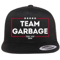 Vintage Team Garbage For Trump 2024 Flat Bill Trucker Hat