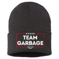 Vintage Team Garbage For Trump 2024 Sustainable Knit Beanie