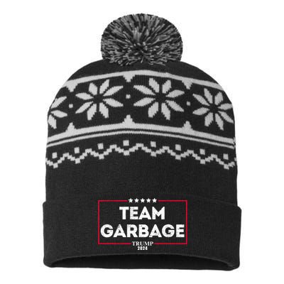 Vintage Team Garbage For Trump 2024 USA-Made Snowflake Beanie