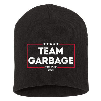 Vintage Team Garbage For Trump 2024 Short Acrylic Beanie