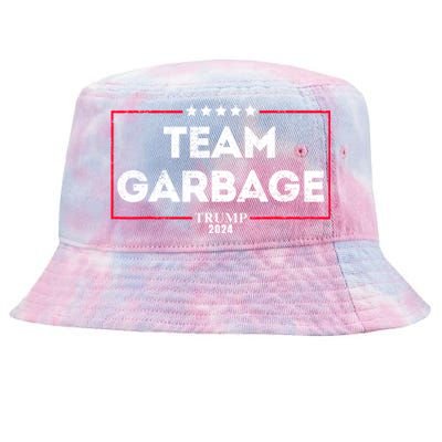 Vintage Team Garbage For Trump 2024 Tie-Dyed Bucket Hat