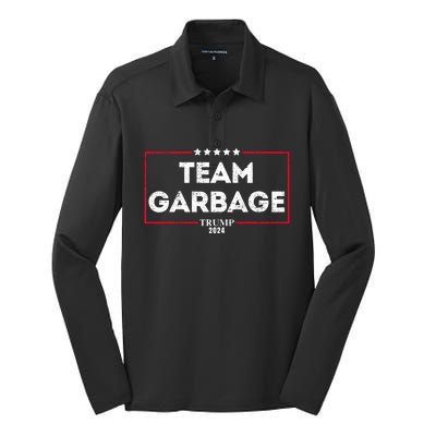 Vintage Team Garbage For Trump 2024 Silk Touch Performance Long Sleeve Polo