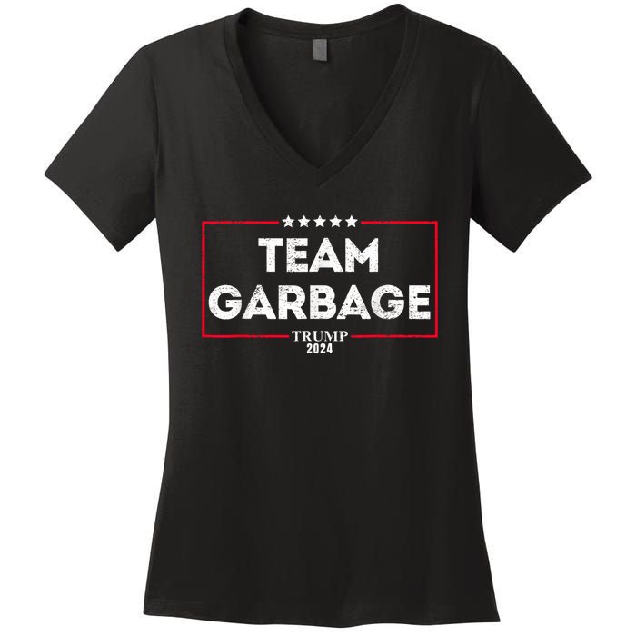 Vintage Team Garbage For Trump 2024 Women's V-Neck T-Shirt