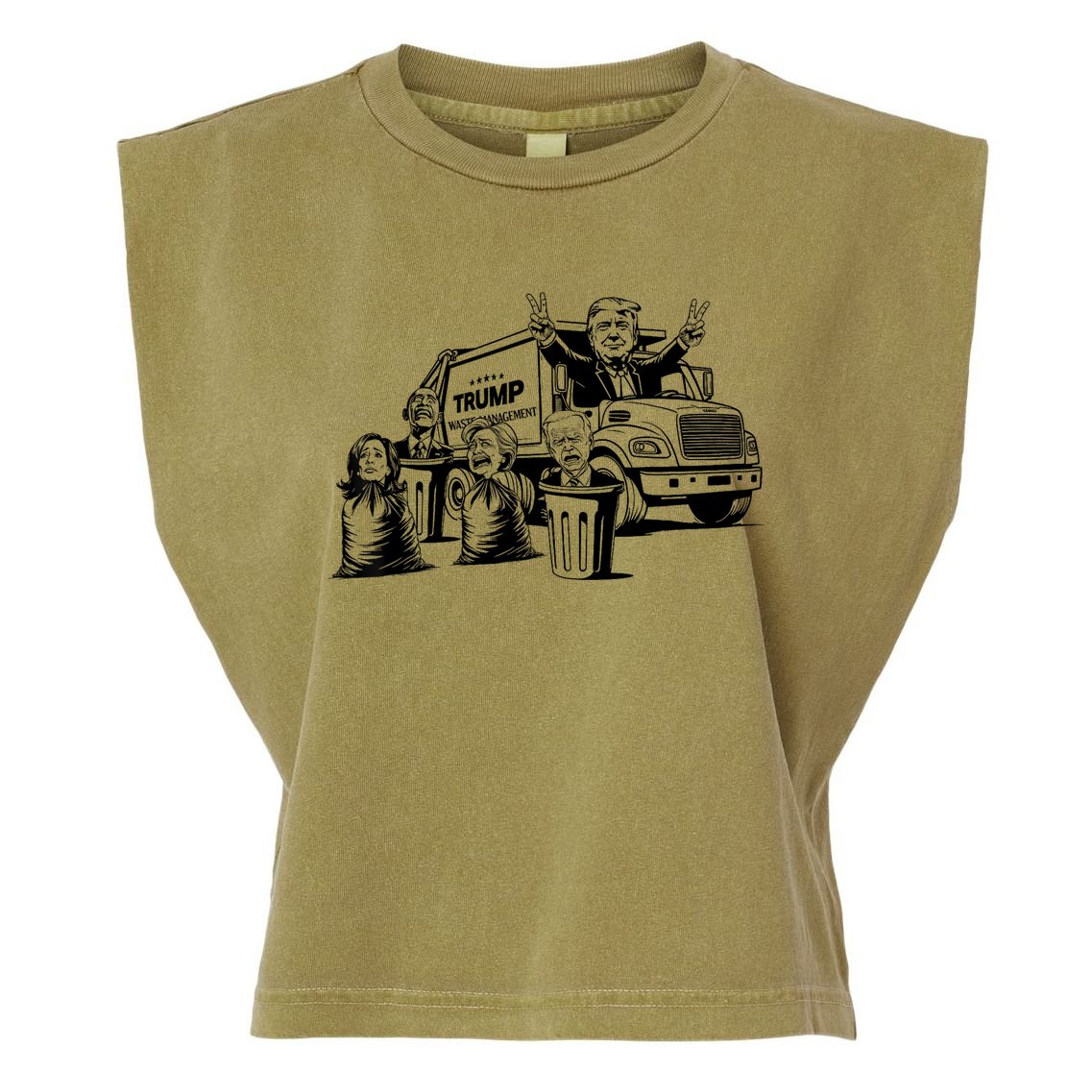 Vintage Trump Garbage Truck Waste Management 47th President Garment-Dyed Women's Muscle Tee