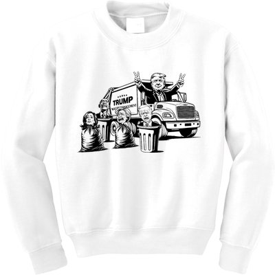 Vintage Trump Garbage Truck Waste Management 47th President Kids Sweatshirt