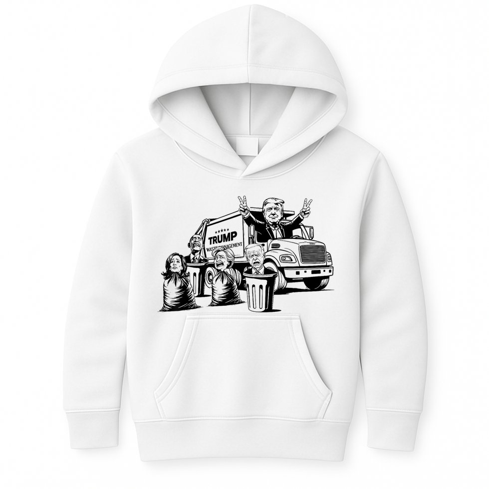 Vintage Trump Garbage Truck Waste Management 47th President Kids Hoodie