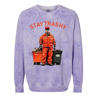 Vote Trump Garbage Man Stay Trashy 2024 Election President Colorblast Crewneck Sweatshirt