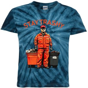 Vote Trump Garbage Man Stay Trashy 2024 Election President Kids Tie-Dye T-Shirt