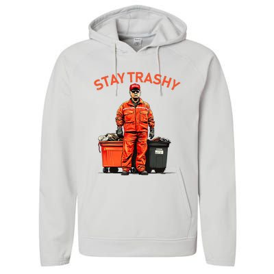 Vote Trump Garbage Man Stay Trashy 2024 Election President Performance Fleece Hoodie