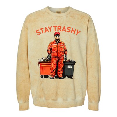 Vote Trump Garbage Man Stay Trashy 2024 Election President Colorblast Crewneck Sweatshirt