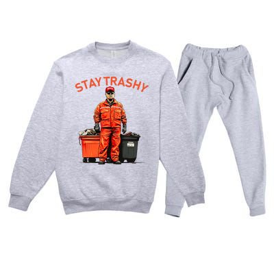 Vote Trump Garbage Man Stay Trashy 2024 Election President Premium Crewneck Sweatsuit Set