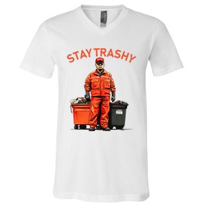 Vote Trump Garbage Man Stay Trashy 2024 Election President V-Neck T-Shirt