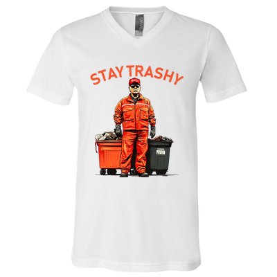 Vote Trump Garbage Man Stay Trashy 2024 Election President V-Neck T-Shirt