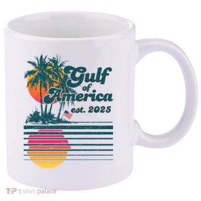 Vintage Tropical Gulf Of America Est 2025 11oz C Handle Ceramic Mug