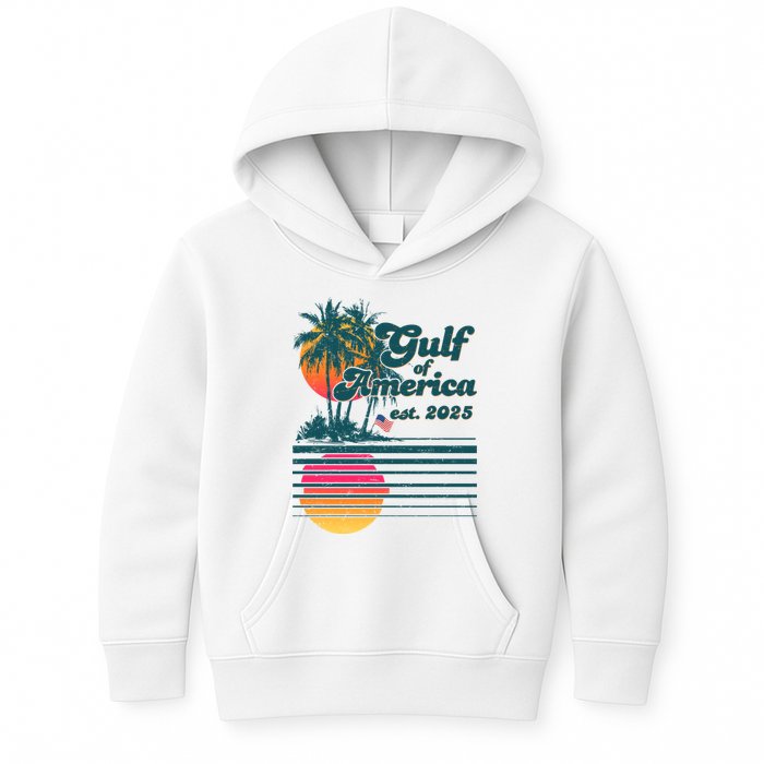 Vintage Tropical Gulf Of America Est 2025 Kids Hoodie