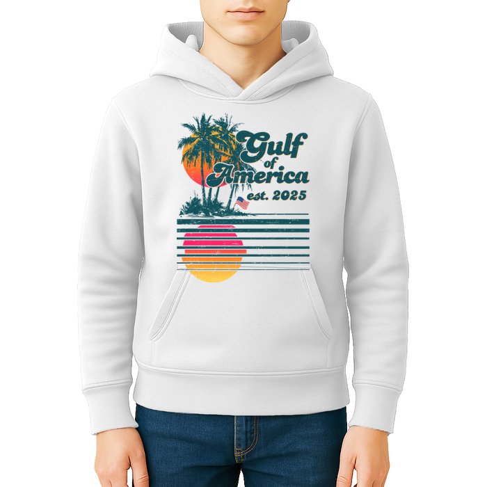 Vintage Tropical Gulf Of America Est 2025 Kids Hoodie