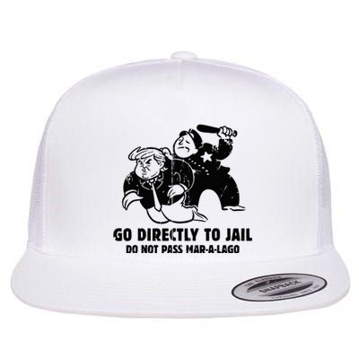 Vintage Trump Go Directly To Jail Flat Bill Trucker Hat