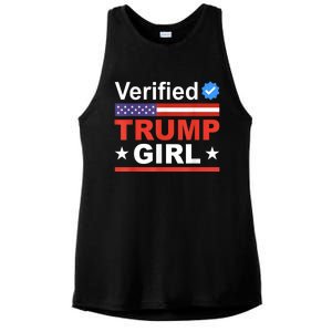 Verified Trump Girl 2024 Patriotic Us Flag Republican Funny Ladies PosiCharge Tri-Blend Wicking Tank