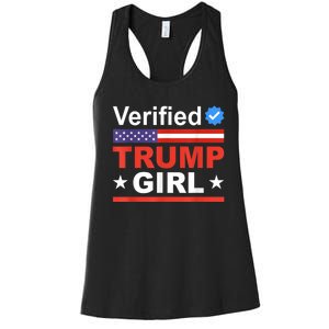 Verified Trump Girl 2024 Patriotic Us Flag Republican Funny Women's Racerback Tank